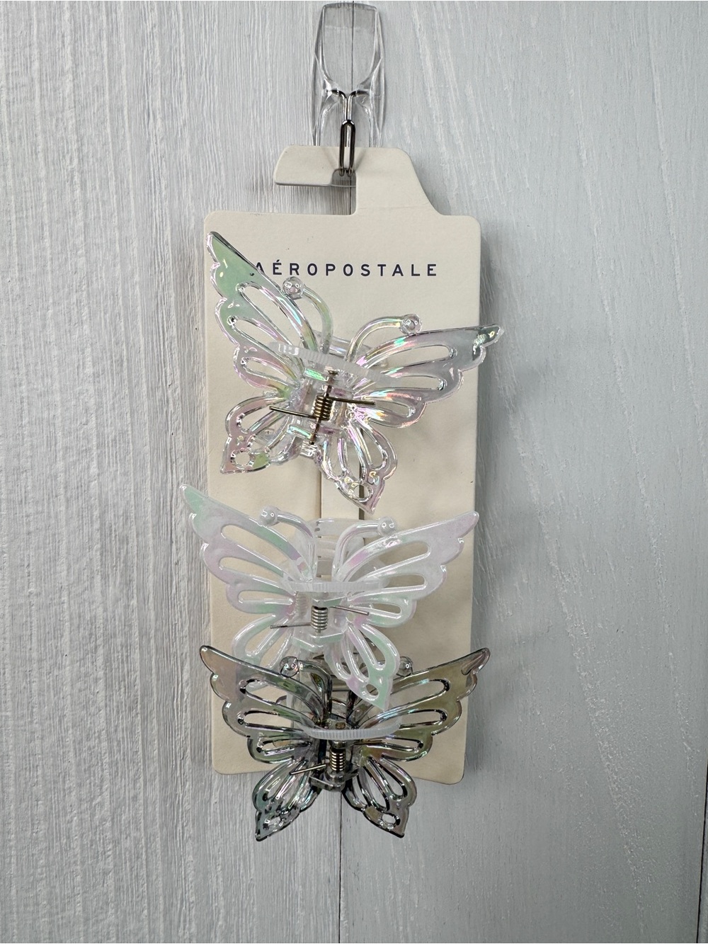 Aeropostale Large Iridescent Butterfly Claw Hair Clip 3-Pack
